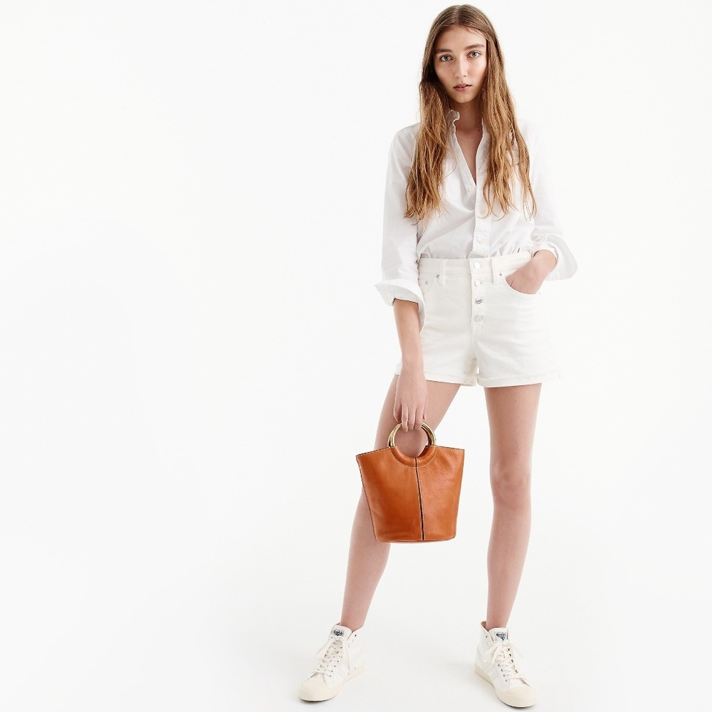 NWT J. Crew High Rise Denim Short w/ Button Fly - Ivory Wash